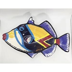 Ben Diller Signed Humuhumunukuapua'a Reef Trigger Fish 1999 Maui HP Dish